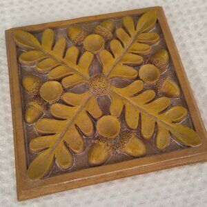 Trivet, Ceramic, Pan Rest, Acorns, Leaves